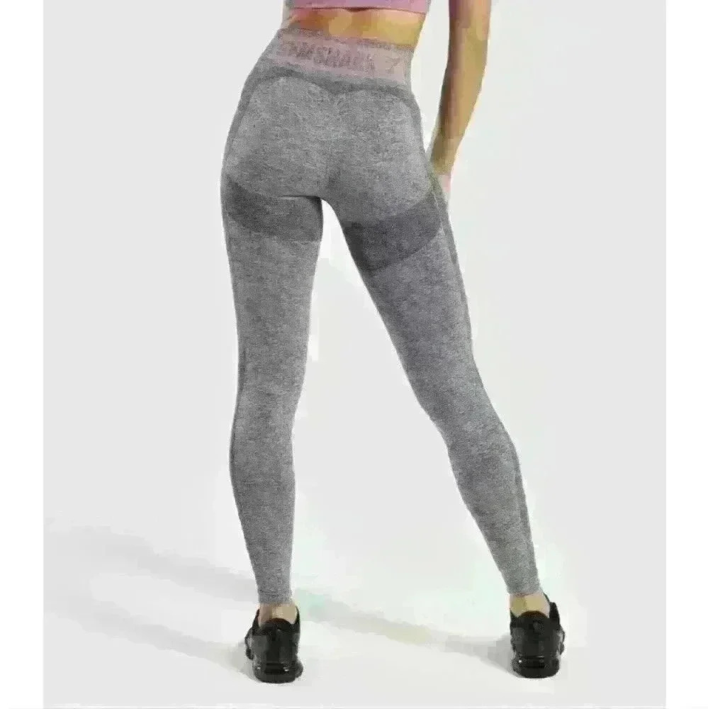 GYMSHARK  | Women's Charcoal/Dusty Pink Flex High Waisted Leggings